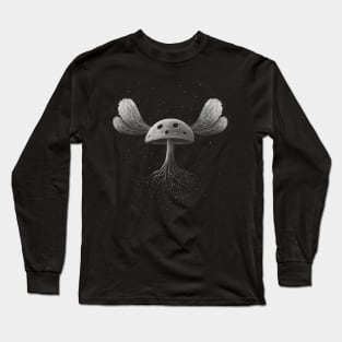 Flying Magic Mushroom In Space Long Sleeve T-Shirt